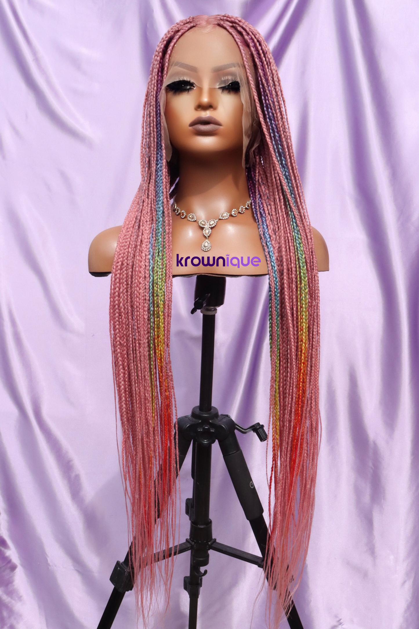 Pink Rainbow Wig | Breast Cancer Awareness Edition - 32" - Krownique LLC