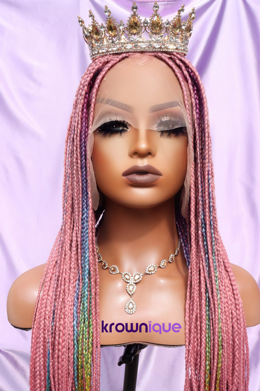 Pink Rainbow Wig | Breast Cancer Awareness Edition - 32" - Krownique LLC